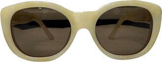 Linda Farrow x Dries Van Noten zonnebril met vierkant montuur in cr&egrave;mekleurig acetaat