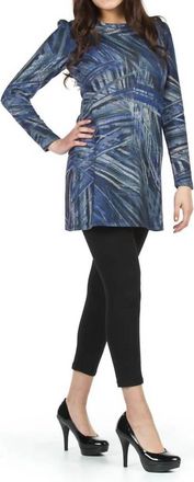 Papillon Abstract Print Long Sleeve Sweater Dress In Blue