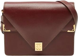Cartier Pre-owned Shoulder Bags, female, Red, Size: ONE SIZE Pre-owned Must Line Leather Shoulder Bag