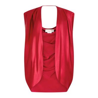 Genny Sleeveless Tops, female, Red, XS, Mantella in satin con drappeggio