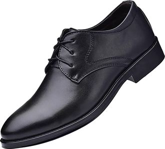 Generic Mens Patent Leather Dress Shoes, Formal Shoe Lace Up Pointed Toe Oxfords Shoes Flat Bottom Business Shoe Stylish Loafers for Driving and Walking in Bu
