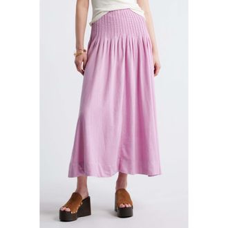 Treasure & Bond Pleat Accent Linen Blend Maxi Skirt in Pink Gale at Nordstrom, Size Xx-Small
