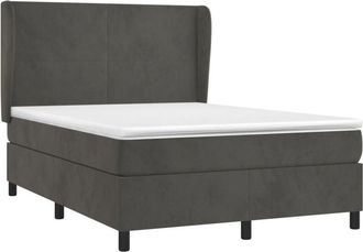 vidaXL Cama Box Spring Con Colch&oacute;n Terciopelo Gris Oscuro 140x200 Cm Vidaxl