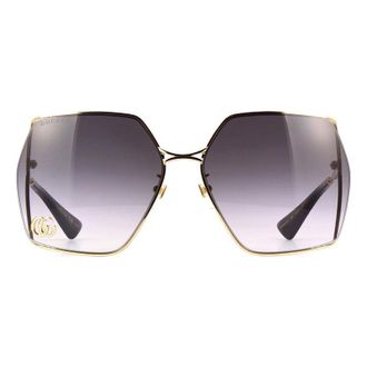 Gucci GG0817S006 Geometric Full Rim Sunglasses - Gold