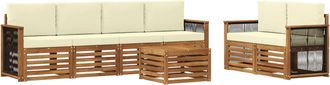 vidaXL Conjunto De Sof&aacute;s De Exterior 7 Uds. Natural Y Crema Vidaxl