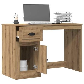 Berkfield Home Traditional Desk with Storage Artisan Oak 50x115x75 cm Engineered Wood in Brown | Size: 50 x 115 x 75 cm