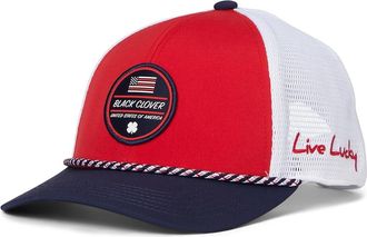 Black Clover Old Glory Adjustable Hat Baseball Caps Red Hat/Red/White/Blue Hd Patch, Mesh/Polyester/Rayon