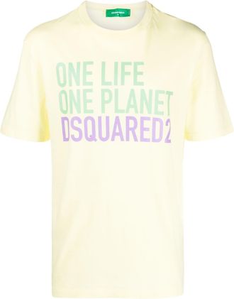 Dsquared2 logo-print round-neck T-shirt - men - Cotton - M - Yellow