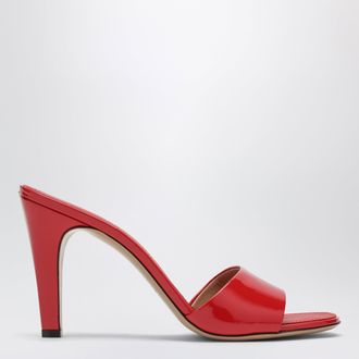 Ferragamo Slide con tacco rosso fuoco in vernice