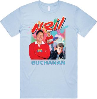 Sanfran Clothing Neil Buchanan Homage Top Art Attack Kids TV Show Retro 90s Nostalgic Funny T-Shirt Large/Light Blue