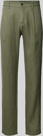 Marc O'Polo Tapered Leinenhose mit Bundfalte Modell OSBY JOGGER in Oliv, Gr&ouml;&szlig;e 33/32