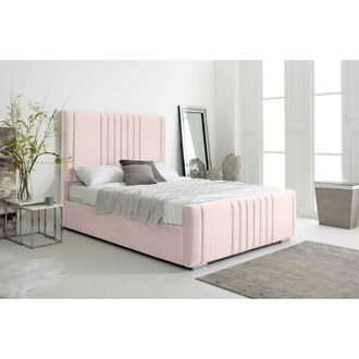 Casa Willard Pink Plush Velvet Small Double Bed Frame