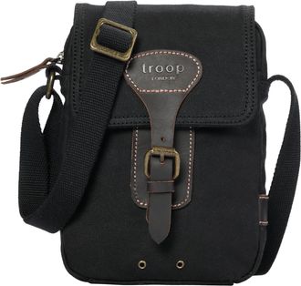 Troop London TRP0547 Heritage Canvas Across body Bag, Small Travel Bag, Shoulder Bag Black
