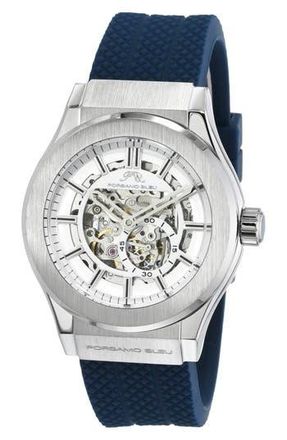 Porsamo Bleu Cruz Silicone Automatic Watch, 45mm in Blue at Nordstrom Rack