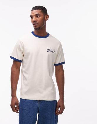 Wood Wood Double A By Wood Wood - Parker - T-shirt color crema con profili a contrasto-Bianco