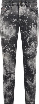 Diesel Grijs-zwarte stonewashed slim fit jeans - Heren - Slim Fit Jeans - Grijs - W30 - Katoen - Jeans