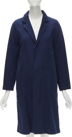 Zucca navy blue cotton linen green zipper over coat S