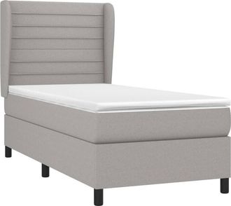 vidaXL Cama Box Spring Con Colch&oacute;n Tela Gris Claro 80x200 Cm Vidaxl
