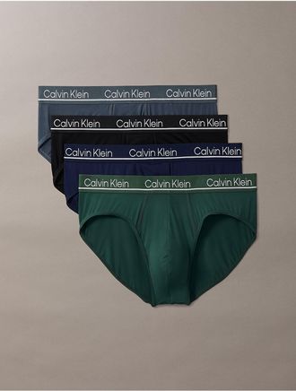 Calvin Klein Mens Microfiber Stretch Plus 4-Pack Hip Brief - Multi - M