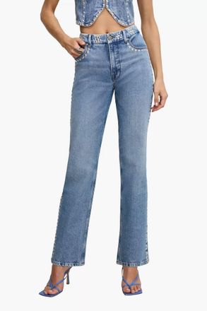 Good American Studded Straight Jeans In Blue