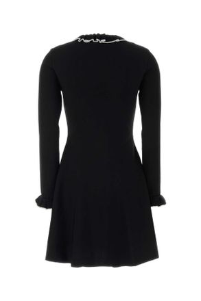 Valentino Garavani Womens Black Viscose Blend Mini Dress Neroavorio Exterior: Polyester Abiti
