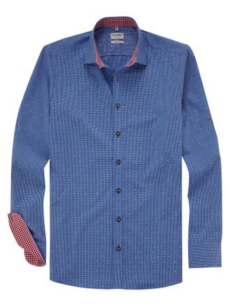 Olymp Trachtenhemd OLYMP Level Five body fit, Herren, Gr. 37, N-Gr, blau (royal), Web, Obermaterial: 97% Baumwolle, 3% Elastolefin, Hemden Trachtenhemd, mit