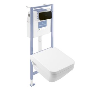 Villeroy & Boch Pack Inodoro Suspendido Sin Reborde Villeroy&boch Architectura Twistflush [e&sup3;] Redondo + Bastidor De Instalaci&oacute;n Suelo Y Pared + Placa Negra