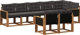 vidaXL Conjunto De Sof&aacute;s De Exterior 8 Uds. Natural Y Negro Vidaxl