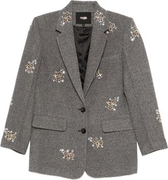 Maje Blazer con ricamo floreale - Grigio