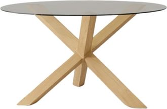 Wabi Home Mesa de comedor de madera maciza y cristal &oslash;150cm