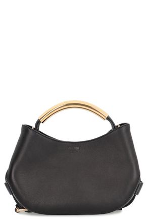 Moschino Black Curved-Handle Medium Satchel