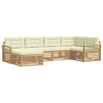 vidaXL Set Di Divani Da Esterno 6 Pz Bianco E Crema Poliestere Vidaxl