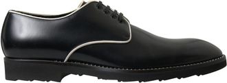 Dolce & Gabbana Black White Leather Formal Mens Shoes