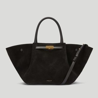 DeMellier The Midi New York in Black Suede & Black Smooth Leather Shoulder bag