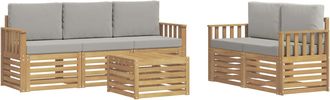 vidaXL Conjunto De Sof&aacute;s De Exterior 6 Uds. Blanco Y Gris Claro Vidaxl