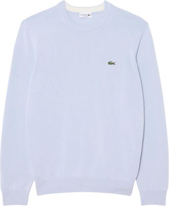 Lacoste Monochroom Katoenen Sweater met Ronde Hals - Heren - Sweatshirts - Blauw - 2XL - Katoen - Hoodies & sweatvesten