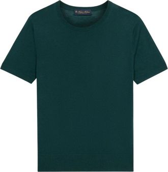 Brooks Brothers Relaxed Diamond Merino Korte Mouw Trui - Dames - T-shirts - Groen - M - Wol - Tops
