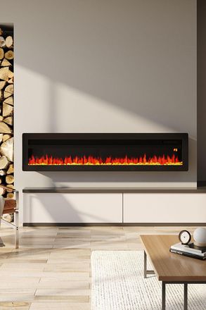 Living and Home 60 Inch 3-in-1 Recessed Electric Fireplace 1800W with Remote Control, 12 Adjustable Flames
