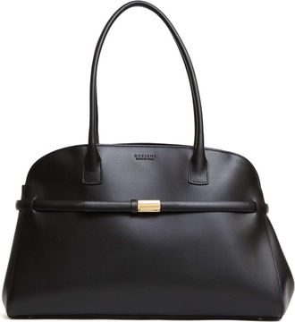 Orciani Aura Large Black Leather Handbag With Minimalist Design