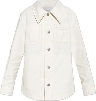 Ami Cotton Worker Jas met Knopen - Dames - Spijkerjassen - Wit - XS - Katoen - Jassen