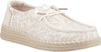 HeyDude Wendy Espadrille Retro Palm Katoenmix Dames Lichtroze/Witte Espadrilles