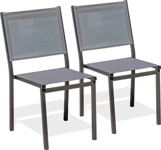 DCB Garden Tolede - Lote De 2 Sillas De Jard&iacute;n De Aluminio Y Lona Plastificada - Dcb Garden
