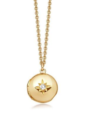 Astley Clarke Sapphire Biography Locket Necklace in Yellow Gold at Nordstrom, Size 18