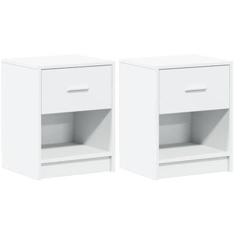 vidaXL Bedside Cabinets 2 pcs with Drawer White 40x34x50 cm vidaXL