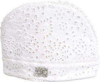 Dolce & Gabbana Embroidered DG Crystal Headwear Hat - Dames - Hoeden - Wit - ONE Size - Katoen - Accessoires