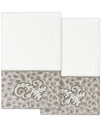 Linum Home Textiles 100% Turkish Cotton April 2Pc Embellished Hand Towel Set