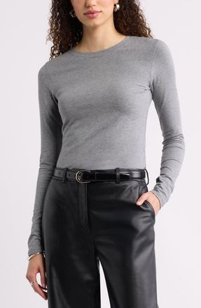 Nordstrom Pima Cotton & Tencel Modal Long Sleeve T-Shirt in Grey Dark Heather at Nordstrom, Size Xx-Large