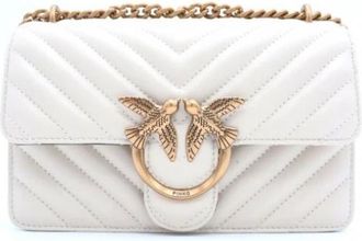 Pinko Love Icon Mini - Dames - Schoudertassen - Wit - ONE Size - Leer - Tassen
