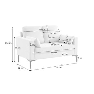 Sweeek Sof&aacute; de pana con patas de metal, 2 plazas, gris beige