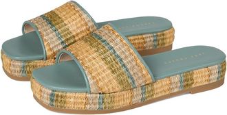 Jack Rogers Bay Flatform Sandal - Raffia Womens Wedge Shoes Seafoam Stripe : 7.5 M, Leather